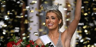Miss Alabama Abbie Stockard waves from the runway after being announced as Miss America 2025 at the Walt Disney Theatre Dr. Phillips Center for Performing Arts in Orlando Florida in January 2025